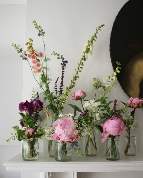 Peonies, Roses, Foxgloves Jam Jars